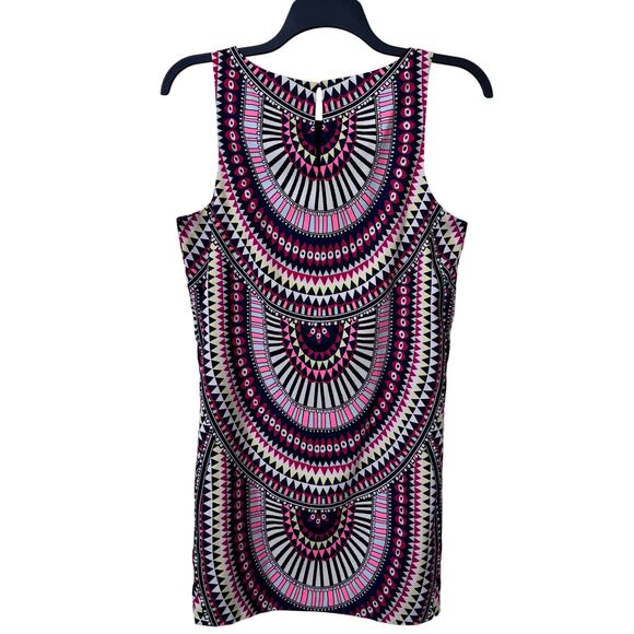 Mara Hoffman El Mundo Navy Pleat Front Shift Dress Women's Small Multicolor Mod - Picture 4 of 11